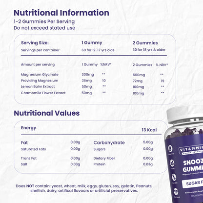 Magnesium Glycinate Snooze Gummies (Sugar-Free) Vitammiesuk